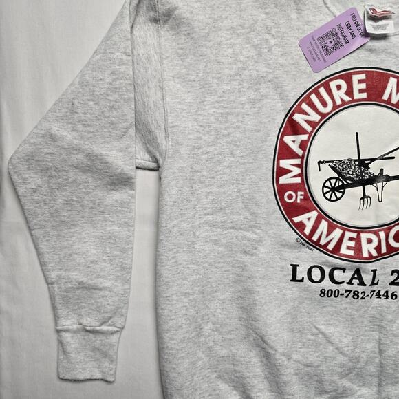 Vintage Sweatshirt Mens Large Gray Crewneck Manure Movers of America Local 239 - Picture 3 of 9